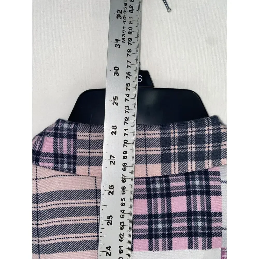 Victoria's Secret Pajama Top Womens Medium Multicolor Plaid Long Sleeve